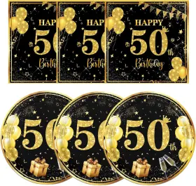 -13 445027951974 50th Birthday Party Tableware Set Napkins And Plates Women Men Dec