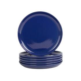 10 Strawberry Street Dbl-4-cblt-6 Double Line 8.25 Inch Salad Plate Set Of 6 Cobalt Blue