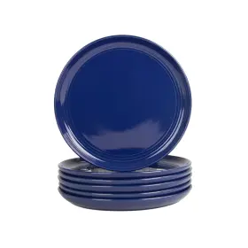 Dbl-4-cblt-6 10 Strawberry Street Double Line 8.25 Inch Salad Plate Set Of 6 Cobalt Blue