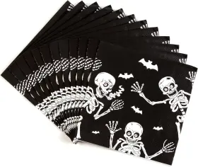 123 313025955997 50 Pack Skeleton Paper Napkins - Spooky Cocktail Perfect For Halloween