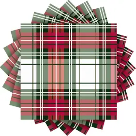 123 313038056001 50-pack Christmas Paper Napkins Dark Green Plaid With Red And White Buffalo Pl