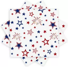 123 313055872851 50 Pack Patriotic Party Supplies Stars Firework Paper Napkins 4th Of July Memo