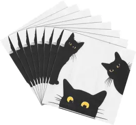 123 313104968993 50 Pack Black Cat Disposable Paper Napkins Party Supplies Halloween Napkin