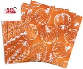 123 445005238288 50 Pack Fall Paper Napkins Pumpkin Autumn Cocktail Thanksgiving Party