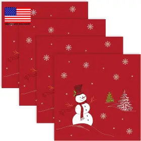 123 711181478174 50 Pack Christmas Paper Napkins Snowman Red Silver Foil Disposable Beverage Napk