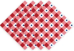 123 711181838671 Patriotic 4th Of July Stars And Check Summer Tabletop Napkin Set Square