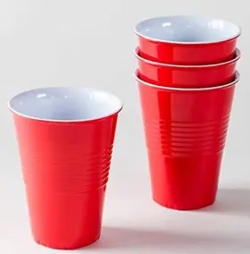 180 Degrees 844828014050 Set Of 4 Reusable Melamine Red Inch Plastic Party Cups