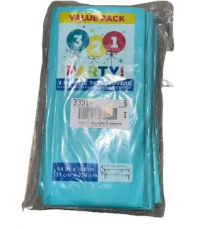321 Party 011179339129 2 - Plastic Table Cover 54 Inch X 108 Light Blue 3 Pack