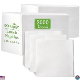 B0dmf7xkzv 3m 2000 Count 2-ply Paper Lunch Napkins Soft And Absorbent 4.9 Inch Folded Size