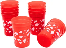4es Novelty 840256703931 Kids Valentines Day Plastic Reusable Cups 8 Oz 12 Pack Red With H