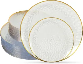 72pcs Clear Plates With Gold Rim Disposable Plastic 313031840898 Thanksgiving Dinnerware Set
