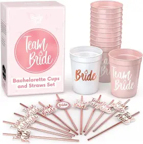 A3 Direct 807267001487 Bachelorette Cups Bride Straw Set Straws With Cup And Bridesmai