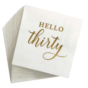 Aaamn 733444502419 40pcs Hello Thirty Cocktail Disposible Napkins Happy 30th Birthday Decorations F
