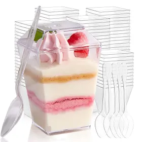 Aar Products Unlimited 294020625945 50pack 5 Oz Plastic Dessert Cups With Lids Yogurt Parfait A