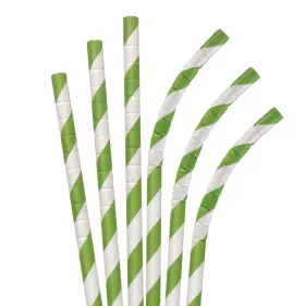 61720036 Aardvark 7.75 Inch Green Stripe Jumbo Eco-flex Paper Straws 4 800 Ct Stripes