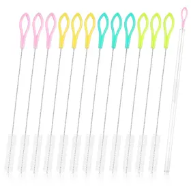 600065 Abeillo 12 Pcs Stainless Steel Straw Cleaner Brush Nylon Drinking Cleaning Bru