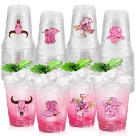 B0dztc61dp Aburrori 50 Pink Cowgirl Disco Ball 12oz Plastic Cups Western Bachelorette Party