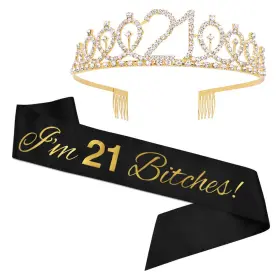 21st Adbetty 709202348414 Iftm 21 Bitches Sash And Rhinestone Tiara Set - Birthday Gifts Sa