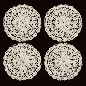 5288olif0736 Adlabld 4 Pcs Crochet Doilies For Tables 10 Inch Vintage Large Beige