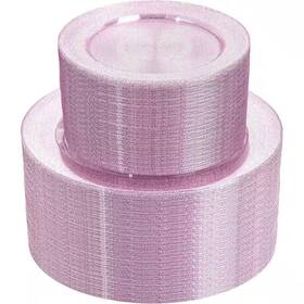 Adrinfly 445039532543 Pink Rose Gold Glitter Disposable Plates 200-piece Per Case