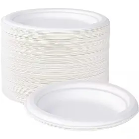 Adrinfly 726084311800 White Compostable 10 Inch Heavy Duty Paper Plates 150-pack Disposable Biodegradab