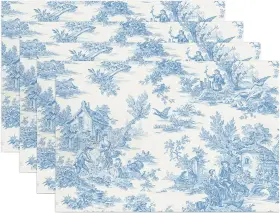 Placemat188 Aelutysh Vintage French Country Placemats Set Of 4 Blue 12x18inch