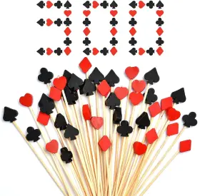 Aemygo 445002395366 300 Pcs Casino Cocktail Toothpicks Bamboo Appetizer Poker Party Deco
