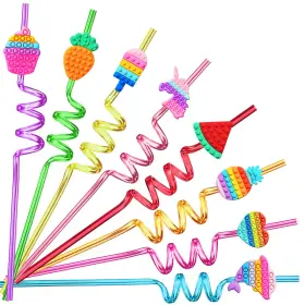 220311002 Afzmon 24 Pop Birthday Party Favors It Plastic Drinking Straws 8 Fidget Designs Gre