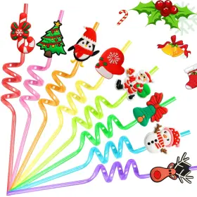 Afzmon 792933885976 24 Pcs Christmas Party Favors Drinking Straws Reusable Xmas Plastic Straw Wit Afzmon 792933885976 24 Pcs Christmas Party Favors Drinking Straws Reusable Xmas Plastic Straw Wit