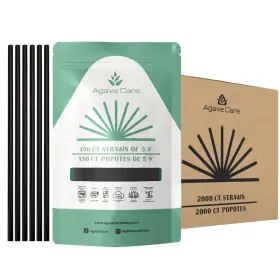 Agave Care 850053202186 2000 Pack 5.9 Inch Biodegradable Cocktail Unwrapped Straws Made With Fibers -