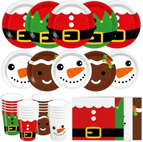 Agoooodyset 705353151576 160pcs Christmas Paper Plates Napkins Party Supplies Santa G