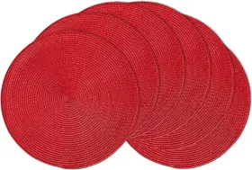 Placemats02 Ahhfsmei Round Braided Placemats 15 Inch Table Inches Set Of 6 Red
