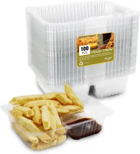 Ahkunmt 313024756717 100 Pc Nacho Trays Disposable 12oz Plastic Containers