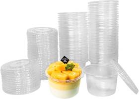 Ahxhwka 744110169942 100 Pcs 8 Oz Disposable Plastic Cups With Flat Lids Snack Bowls Ice