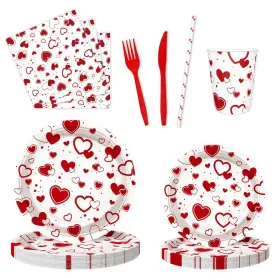 Lt2247 Aibiin 112 Pcs Heart Plates And Napkins Sets Party Supplies Include Cups Napkin