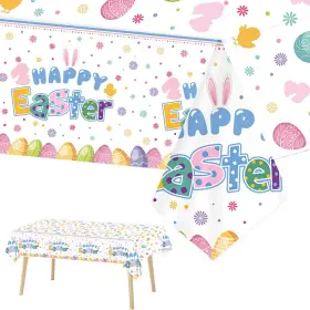 Mi739 Aibiin 3 Pcs Easter Bunny Tablecloth Decorations Happy Colorful Rabb