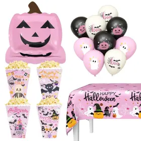 Xptz00135 Aibiin Pink Halloween Party Decorations For Girl Pumpkin Paper Plates Hallowe