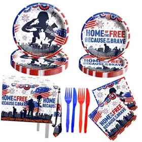 Aicutie 772093974321 Memorial Day Decorations Tableware 121pcs Patriotic Soldier 4th Of July