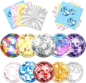 Aidecor 445010139136 Disco Ball Plates And Napkins-disco Party Decorations Hip Hop 70s Themed