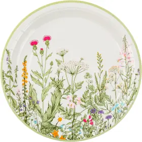 Aimfun 313114115189 Wildflower Party Plates 9 Inch Floral Paper Botanical Green Leaves Herbs