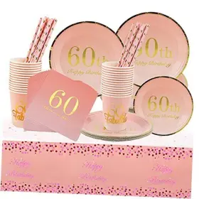 Bp-0001 Ainibar 60th Birthday Decorations For Women - 122pcs Rose Gold Supplies