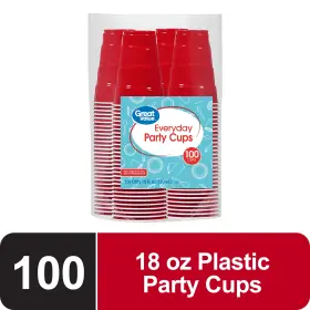 Air King 194346252053 Everyday Disposable Plastic Party Cups Red 18 Oz 100 Count