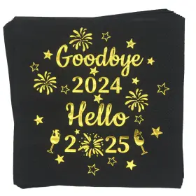 Aisosiks 791778322608 Goodbye 2024 Hello 2025 Napkins New Years Eve Happy Year