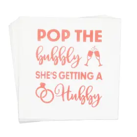 Aisosiks 791778324015 Pop The Bubbly Shes Getting A Hubby Napkins 50-pack 5x5 Inch Rose Gold