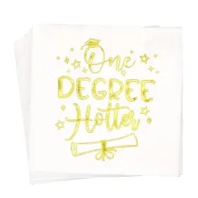 Aisosiks 798107156606 One Degree Hotter Napkins 2024 Graduation Party Table Decor Gold Foil 50-pack