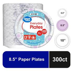 Ajm Packaging Corp 445026025065 Great Value Disposable Paper Plates 8.5 Inch 300 Count