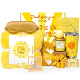 Akeeko 768788112147 Birthday Gift Baskets For Women 11 Pieces Unique Get Well Soon Large Yellow