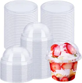 Alaeseje 709690629644 50 Pack 8oz Disposable Clear Plastic Cups With Dome Lids Hole In The Lid Pet De
