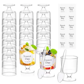 Cups-01 Alexpre 100 Pcs Clear Dessert Cups With Spoons 5 Oz Plastic Parfait Cup Disposable Ap