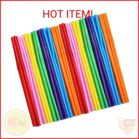 Alink 705409953598 200 Pcs Flexible Plastic Drinking Straws 10.2 Inches Extra Long Colorful